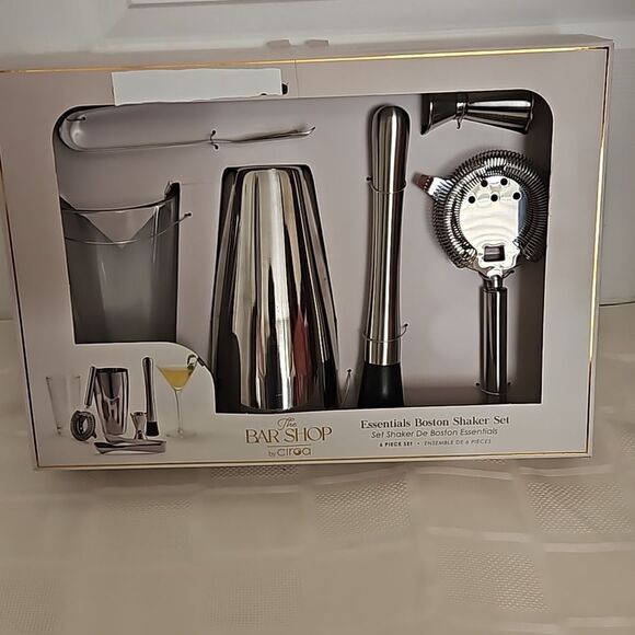 The Bar Shop By Ciroa Essentials Boston Shaker Set 6 Piece Set Silver - Picture 1 of 16